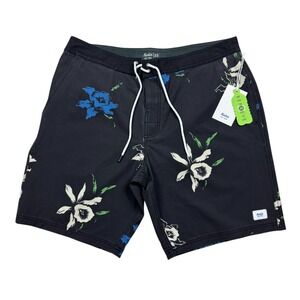 Katin Men's Iggy Hybrid Shorts Swim Trunks Black Floral Size 33 9" Inseam